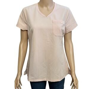 Jaanuu Womens Scrub Top Small Pink Short Sleeve V Neck j96241 Medical Uniform